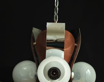 Murano chandelier , white handmade Ball moon lamp, hanging lamp, 3 balls Mazzega, Italy 1960-70s / Pendant with Murano glass / mid century
