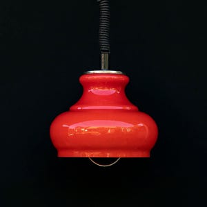 Mid Century Opalin Glass pendant / 70&#39;s  lamp / Vintage Space Age ceiling lamp / Vintage  ceiling / Red glass /