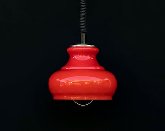 Mid Century Opalin Glass pendant / 70's  lamp / Vintage Space Age ceiling lamp / Vintage  ceiling / Red glass /