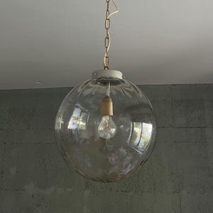 Mid Century Opalin Glass pendant / 70&#39;s  lamp / Vintage Space Age ceiling lamp / Vintage  ceiling / Transparent glass /