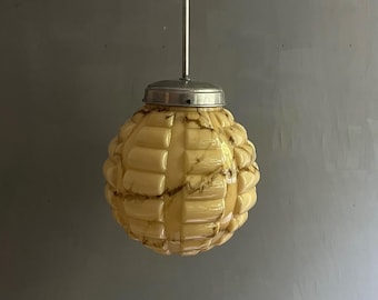Lampadario vintage degli anni '40 / Lampadario Art Déco / Lampadario antico / Lampada Art Déco / Vetro marmorizzato