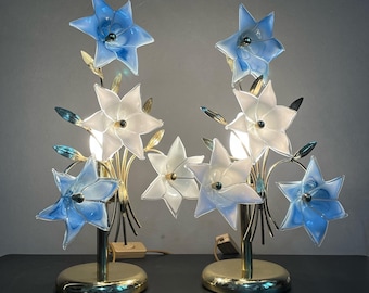 2 Stück Tischlampen im Hollywood Regency Stil / Vintage Tischlampen / Murano Tischlampe / 40 x 25 cm