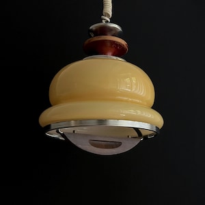 Mid Century Opalin Glass pendant / 70&#39;s  lamp / Vintage Space Age ceiling lamp / Vintage  ceiling / Honey glass /