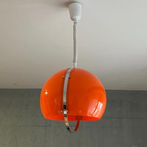 Large Mid century Orange Plastic Pendant Light / Vintage Pendant Light / Orange Chandelier / Space Age Light / Mid Century Lighting