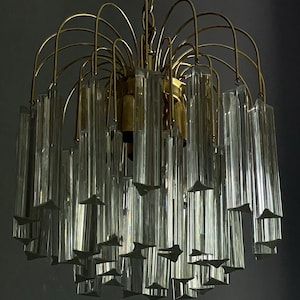 Hollywood Regency Chandelier Made of Murano glass and brass Mid Century Murano Glass Drops /Paolo Venini/ Vintage Teardrop /
