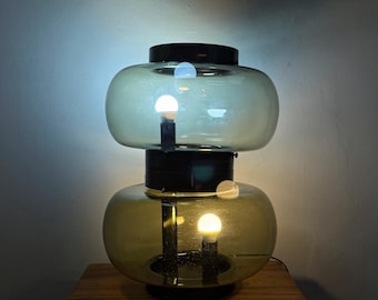 Mid-Century Modern Floor Lamp: Smoked Murano Glass, Space Age Lighting, Large Lamp
