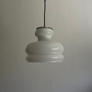Mid Century Opalin Glass pendant / 70&#39;s  lamp / Vintage Space Age ceiling lamp / Vintage  ceiling / White