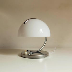 Vintage Luigi Massoni Table Lamp/ Space Age Mushroom /Luigi Massoni for Guzzini/ White Meblo Table Lamp/ 70s/ Bedside Lamp/