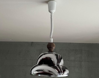 Mid Century Murano Pendant Light /Carlo Nason / Hanging lamp, Murano Mazzega Chandelier Italy 1970s / Mazzega Pendant / Purple - White Glass