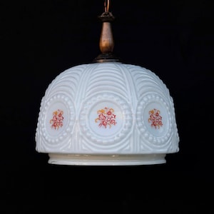 Kitchen Mid Century Glass  pendant / 70&#39;s  lamp / Vintage Mid Century ceiling lamp / Vintage  ceiling / Glass / Country Style