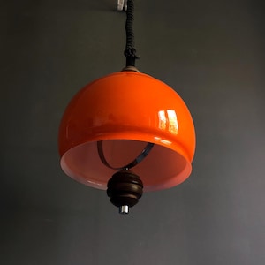 Mid Century Opalin Glass pendant / 70&#39;s  lamp / Vintage Space Age ceiling lamp / Vintage  ceiling / Orange glass /
