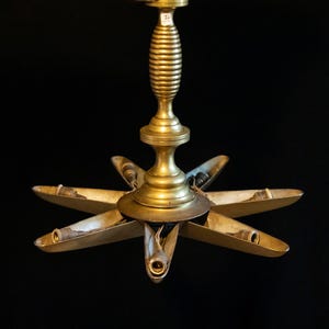Very rare Hanging 7-arm brass lamp, Judaica / Art Deco period pendant light / Art Deco chandelier