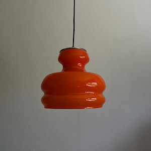 Mid Century Opalin Glass pendant / 70&#39;s  lamp / Vintage Space Age ceiling lamp / Vintage  ceiling / Orange