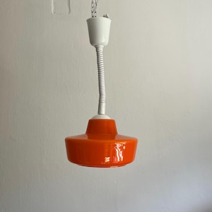 Mid Century Opalin Glass pendant / 70&#39;s  lamp / Vintage Space Age ceiling lamp / Vintage  ceiling / Orange