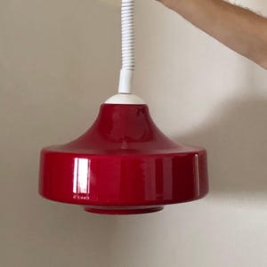 Mid Century Opalin Glass pendant / 70&#39;s  lamp / Vintage Space Age ceiling lamp / Vintage  ceiling / Burgundy Glass / Ufo