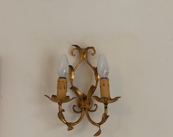 Wall lamp in Hollywood Regency style / Vintage wall lamp / Gilded Metal Italy