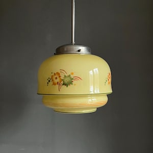 Art Deco Vintage Pendant Light from the 40s /  Art Deco Pendant Light / Antique Chandelier / Vintage Light / Marble Glass / Bauhaus /