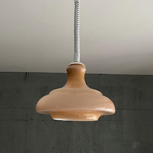 Mid Century Opalin Glass pendant / 70&#39;s  lamp / Vintage Space Age ceiling lamp / Vintage  ceiling / Peach glass /