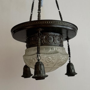 Large Art Deco Chandelier from 30s /  Art Deco Pendant Light / Antique Chandelier / Art Deco Light /  Vintage Pendant Light