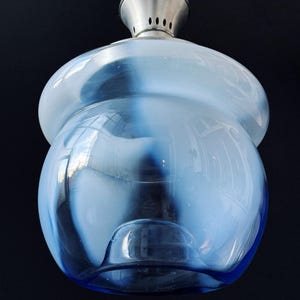 Mid Century Murano Glass Pendant Light: Carlo Nason Mazzega Chandelier, Italy 70s, Blue Murano