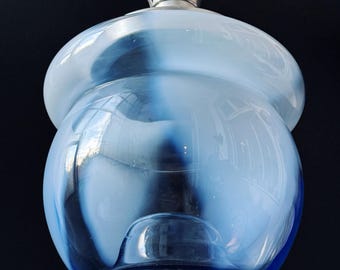 Mid Century Murano Glass Pendant Light: Carlo Nason Mazzega Chandelier, Italy 70s, Blue Murano