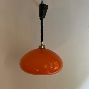 Mid Century Opalin Glass pendant / 70&#39;s  lamp / Vintage Space Age ceiling lamp / Vintage  ceiling / Orange