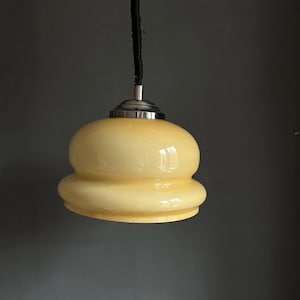 Mid Century Opalin Glass pendant / 70&#39;s  lamp / Vintage Space Age ceiling lamp / Vintage  ceiling / Honey glass /
