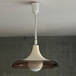 Mid Century Opalin Glass pendant / 70&#39;s  lamp / Vintage Space Age ceiling lamp / Vintage  ceiling / Red glass /