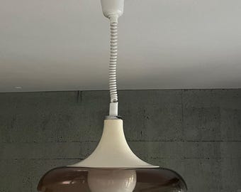 Mid Century Opalin Glass pendant / 70's  lamp / Vintage Space Age ceiling lamp / Vintage  ceiling / Red glass /