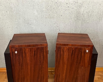 A Pair of Two Art Deco nightstands from the 40s / Art Deco Furniture / Original Authentic Condition / Walnut Veneer /
