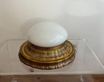 Art Deco Flush Mount / Rare Flush Mount Light From The 40s / Art Deco Pendant Light / Art Deco Ceiling / White / Holywood Regency