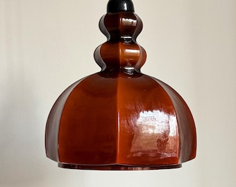 Mid Century Opalin Glass pendant / 70's  lamp / Vintage Space Age ceiling lamp / Vintage  ceiling / Brown