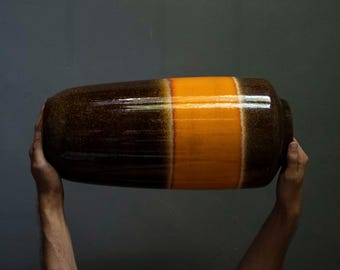 Scheurich Fat Lava Vase: West Germany Pottery, MCM, with Fat Lava Glaze / Model 517/46 / Collectible Pottery / Handled Vase