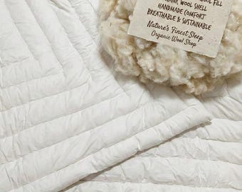 Organic Wool Quilt, Handmade Duvet for All Seasons, Wool Duvet, Handmade Wool Quilt