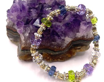Pulsera vintage de cuentas apilables: Swarovski y cristal checo