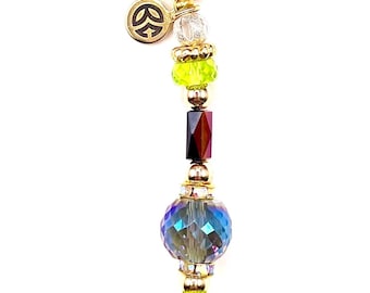 Charm vintage para bolso con cuentas, cristal Swarovski, chapado en oro de 18 quilates