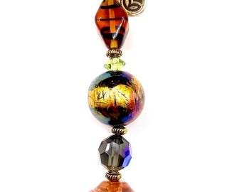 Charm para bolso con cuentas: cuentas vintage, cristal, chapado en oro de 18 quilates