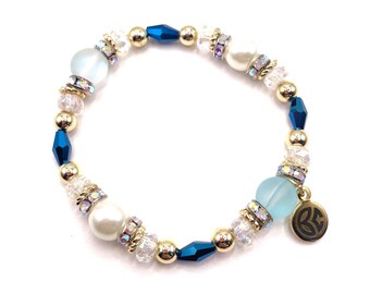 Pulsera de cuentas vintage: cristal Swarovski, detalles en oro de 18 quilates