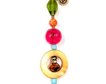 Charm para bolso con cuentas vintage, Swarovski y cristal