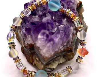 Pulsera de cuentas vintage con cristales Swarovski y baño de oro de 18 quilates.