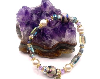 Pulsera apilable de cuentas: cuentas vintage, cristal Swarovski
