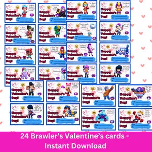 BRAWL STARS VALENTINES - 24 Brawlers valentijnskaart - afdrukbaar - klasse valentijnskaart van Brawl Stars Lover