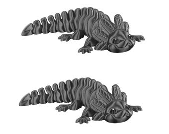 Articulated Axolotl 3D Printed Figure - Set of 2 - Flexible & Collectible Toy - Handmade Gift