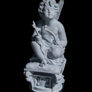 3D Printed Cherub Angel Sculpture - Elegant Decorative Statue, 5&quot;x3&quot;x2&quot;, Pure White