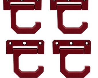 Porte-cannes à pêche muraux - Lot de 4 supports PETG rouge imprimés en 3D