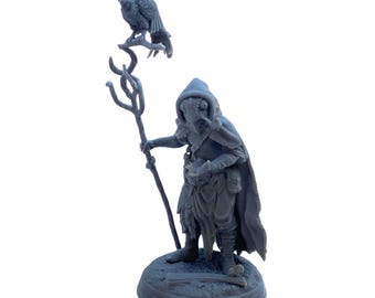 BuildInk 3D Printed Lizardfolk Druid Miniature – 75mm Resin Fantasy Model – Unpainted Gray