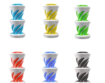 6-Pack 3D Printed Optical Illusion Fidget Set – Spiral Helix Sculptures – Relaxing Desk Toys for Adults & Kids – Impossible Cone Style Decor