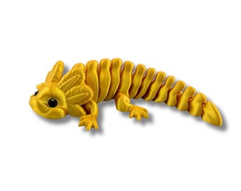Figurine de collection flexible imprimée en 3D Dragon Gold articulée de 7,5 po.
