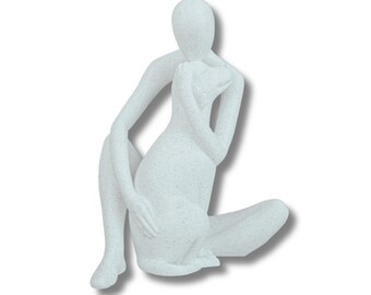 BuildInk™ Abstract Seated Woman Sculpture | Modern Minimalist Decor | PLA | White/Bone Finish | 6.5"