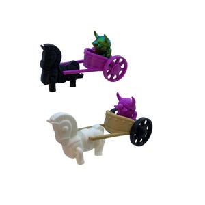 3D Printed Miniature Toy – Random Color Combo – Includes Viking, Horse & Cart – 1 Set
